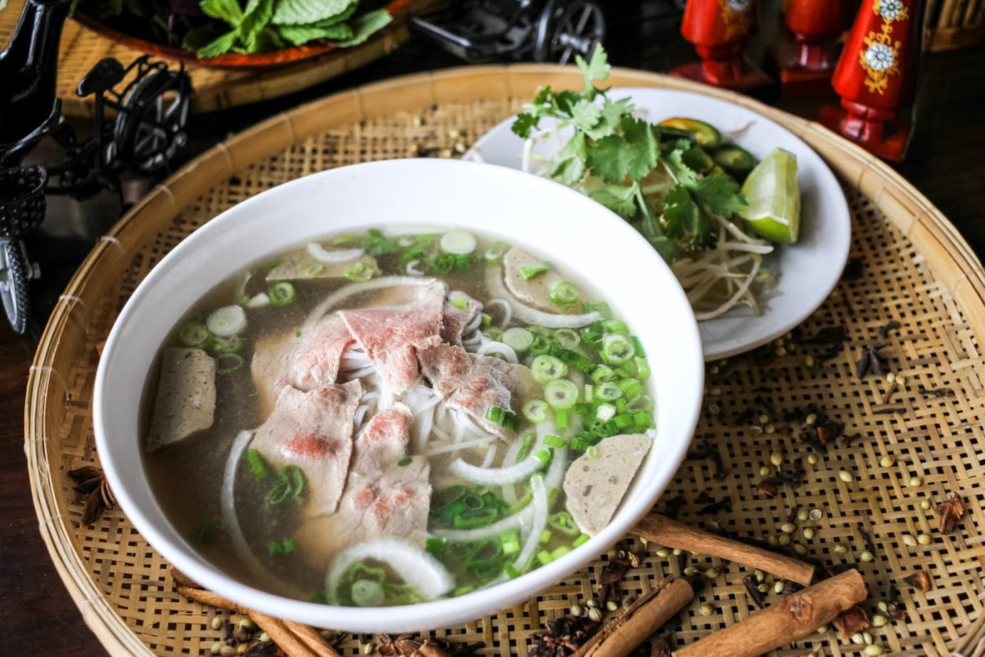 Bowl of soup with meat and vegetables